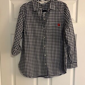 Blue and White checkered button down shirt